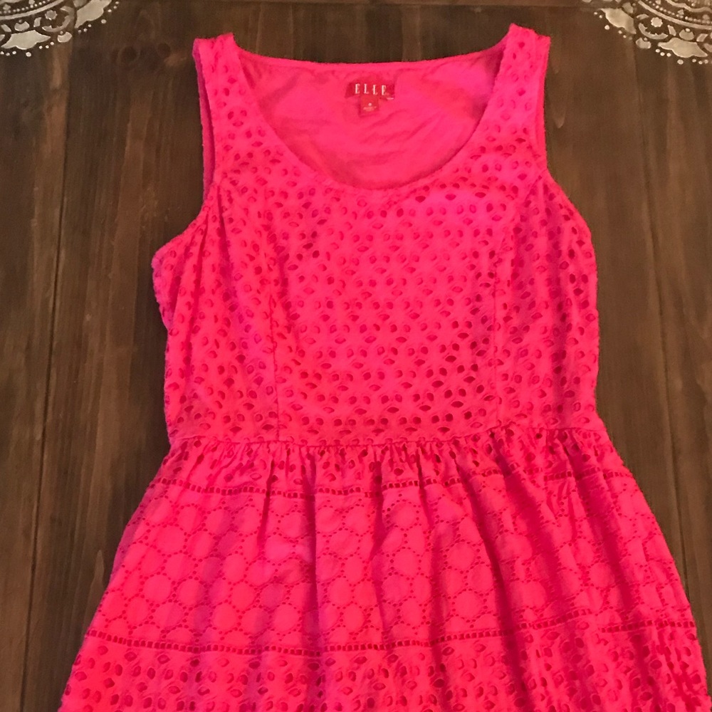 Elle Pink Eyelet Dress - Size 8
